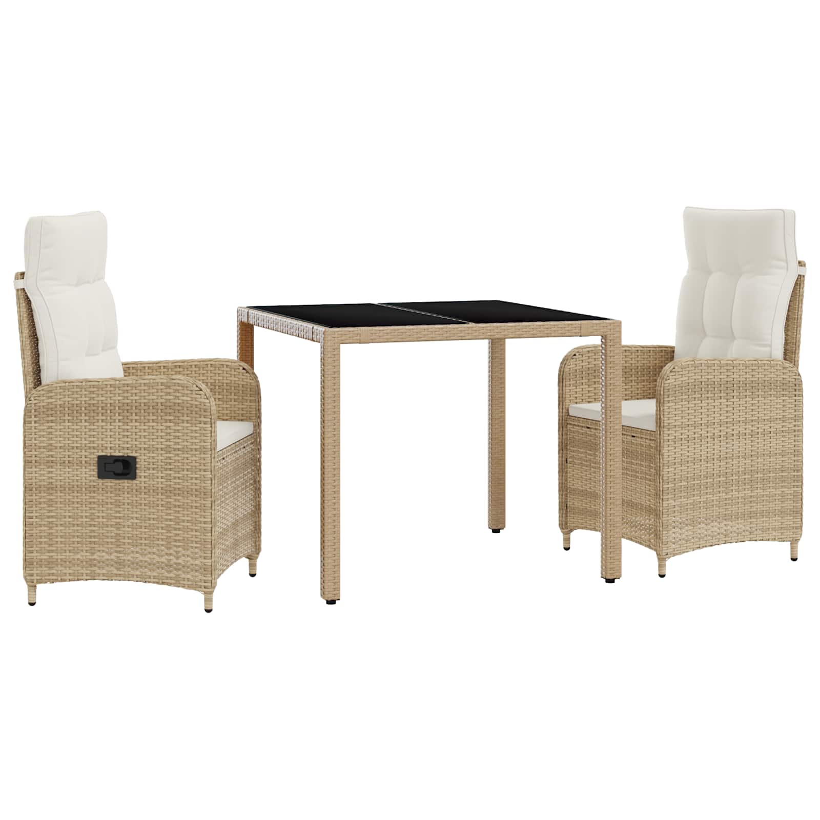 vidaXL Buiten eettafelset 3 pcs PE Rattan en Poeder-Coated Staal