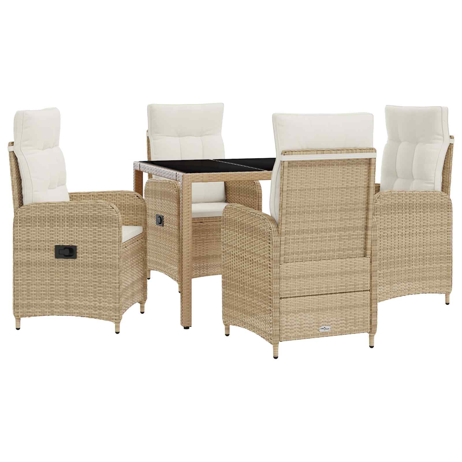 vidaXL Buiten eettafelset 3 pcs PE Rattan en Poeder-Coated Staal