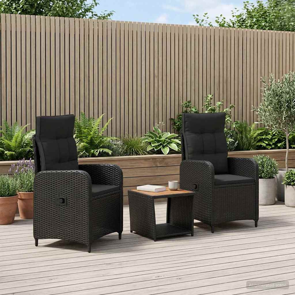vidaXL Tuin loungeset 2 st Zwart PE Rattan en Poeder-Coated Staal