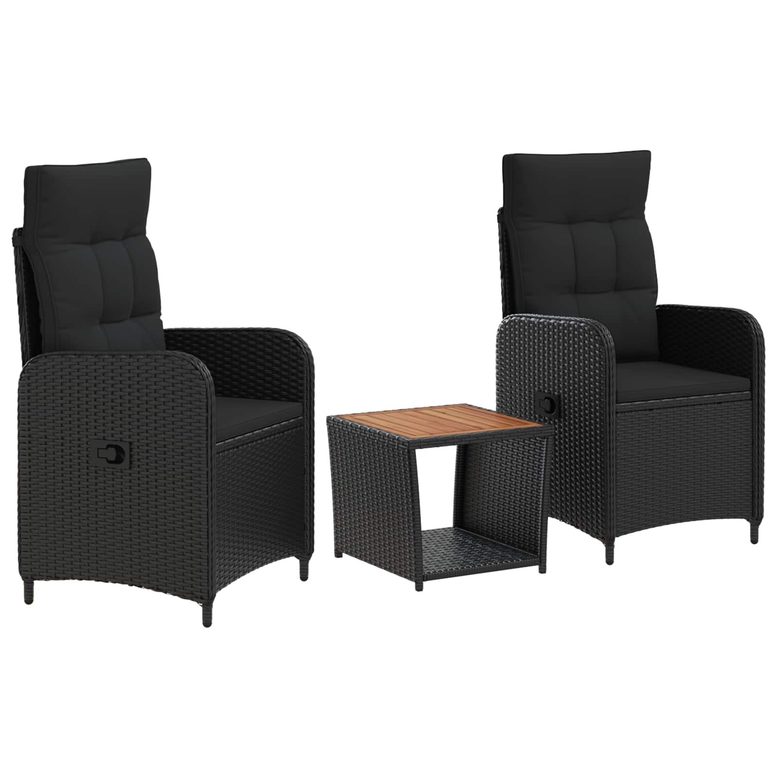vidaXL Tuin loungeset 2 st Zwart PE Rattan en Poeder-Coated Staal