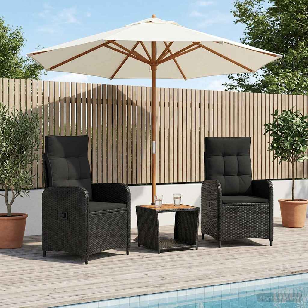vidaXL Tuin loungeset 2 st Zwart PE Rattan en Poeder-Coated Staal