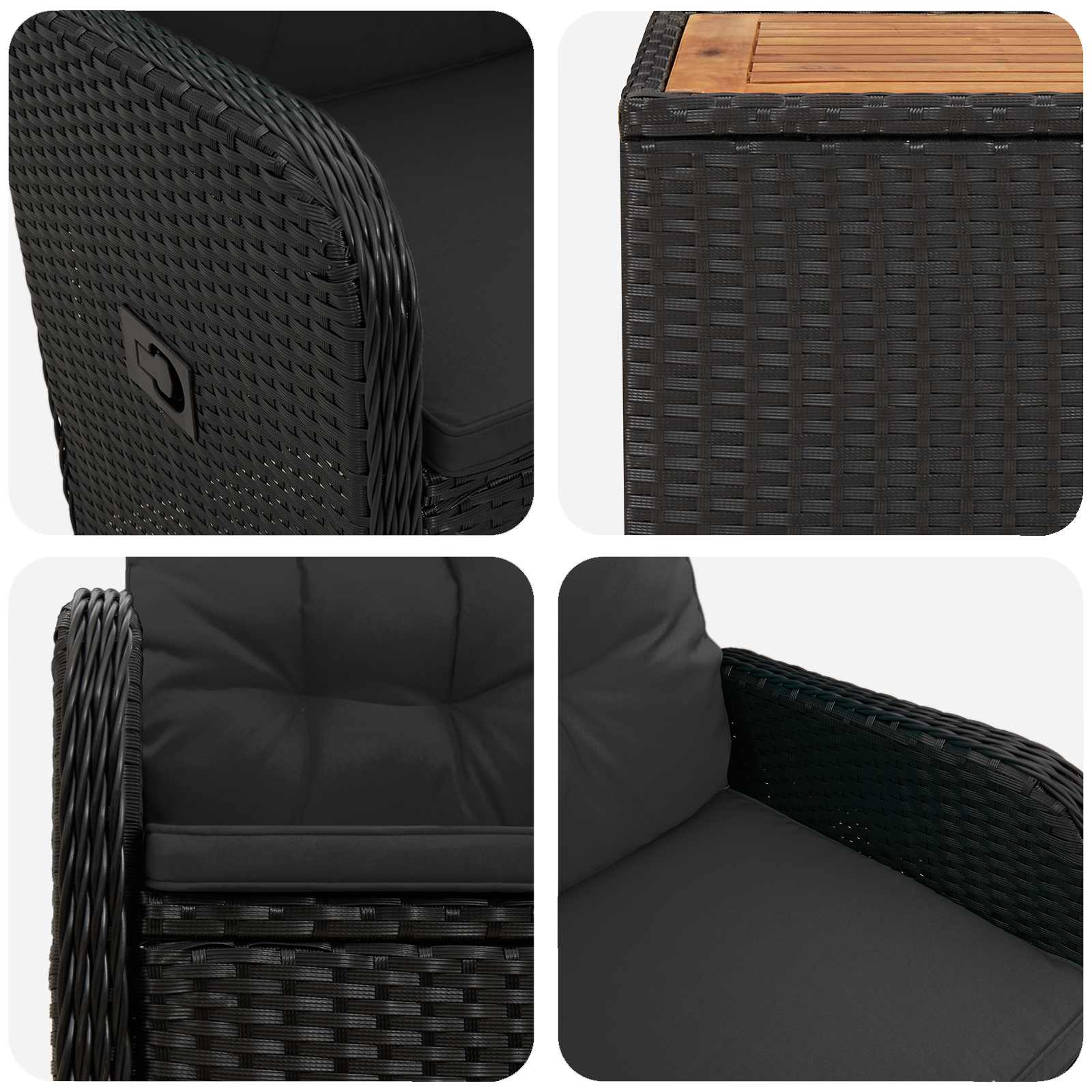 vidaXL Tuin loungeset 2 st Zwart PE Rattan en Poeder-Coated Staal