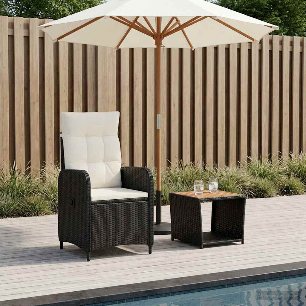 vidaXL Tuin loungeset 2 st Zwart PE Rattan en Poeder-Coated Staal