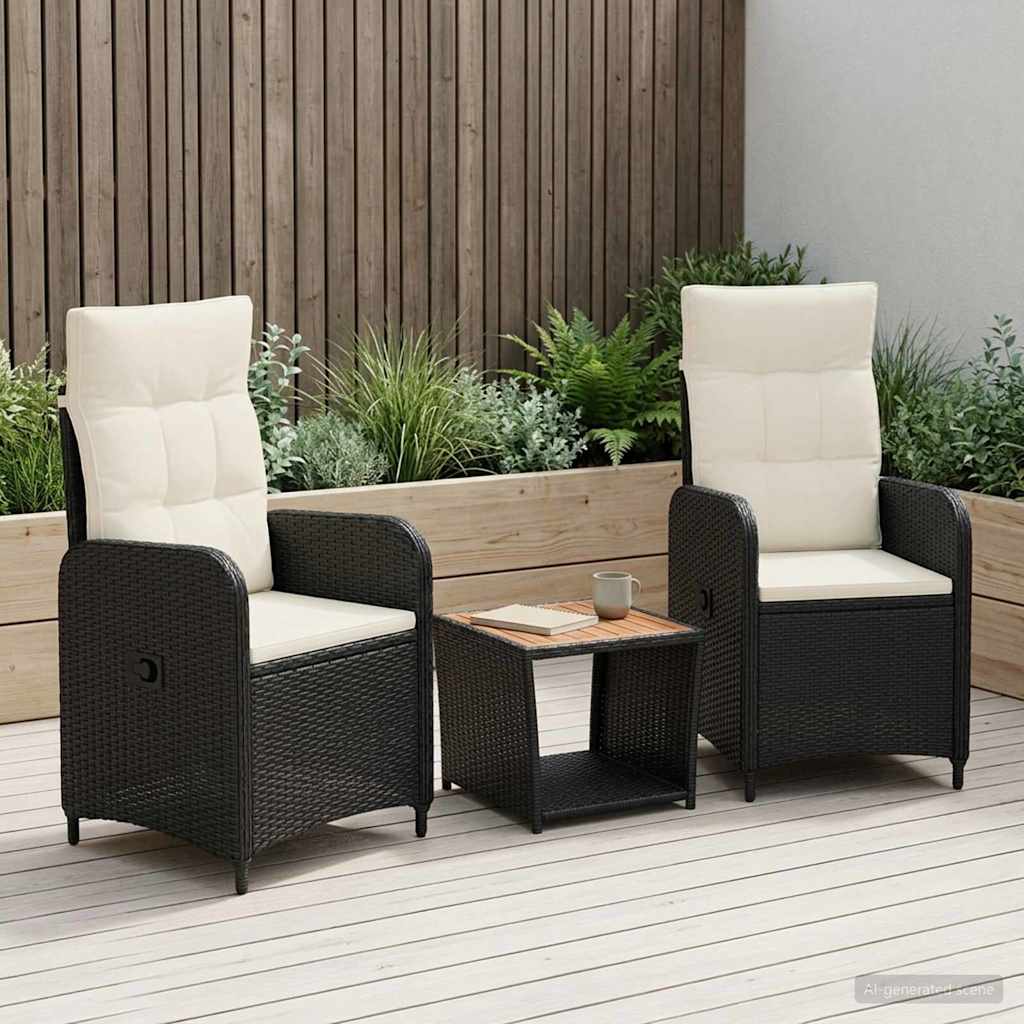 vidaXL Tuin loungeset 2 st Zwart PE Rattan en Poeder-Coated Staal