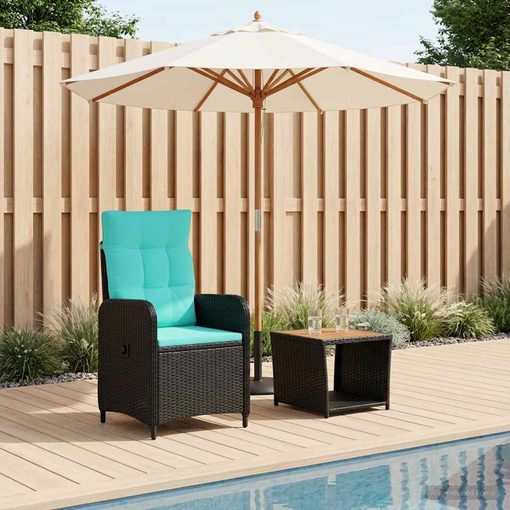 vidaXL Tuin loungeset 2 st Zwart PE Rattan en Poeder-Coated Staal
