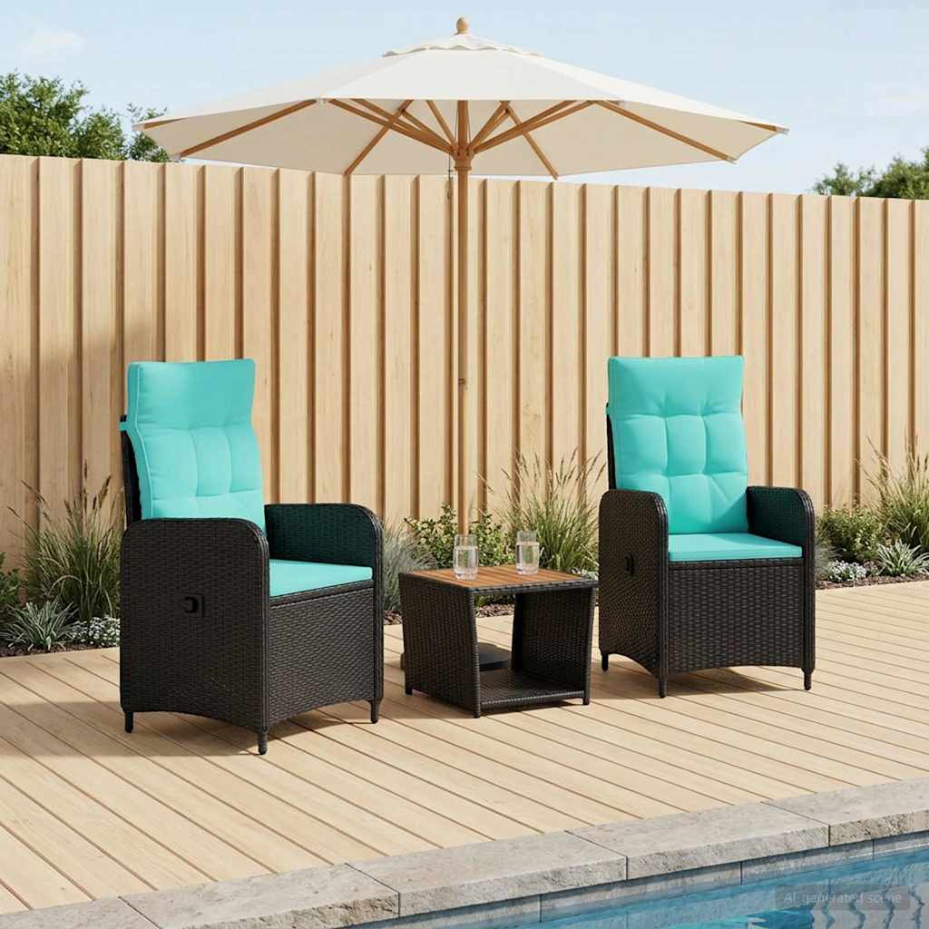 vidaXL Tuin loungeset 2 st Zwart PE Rattan en Poeder-Coated Staal