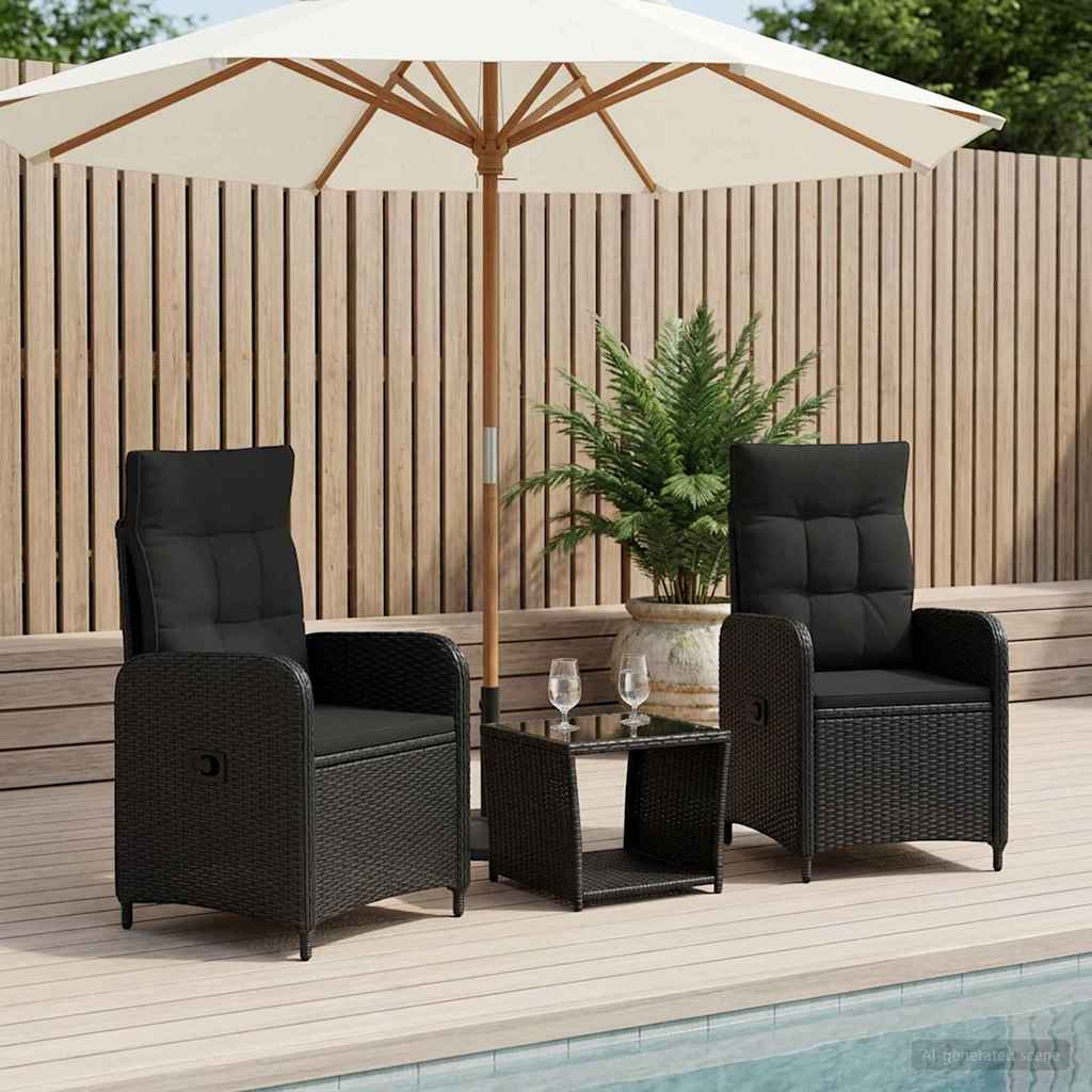 vidaXL Tuin loungeset 2 st Zwart PE Rattan en Poeder-Coated Staal