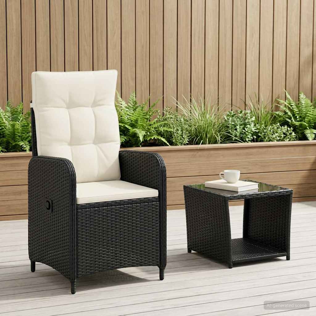 vidaXL Tuin loungeset 2 st Zwart PE Rattan en Poeder-Coated Staal