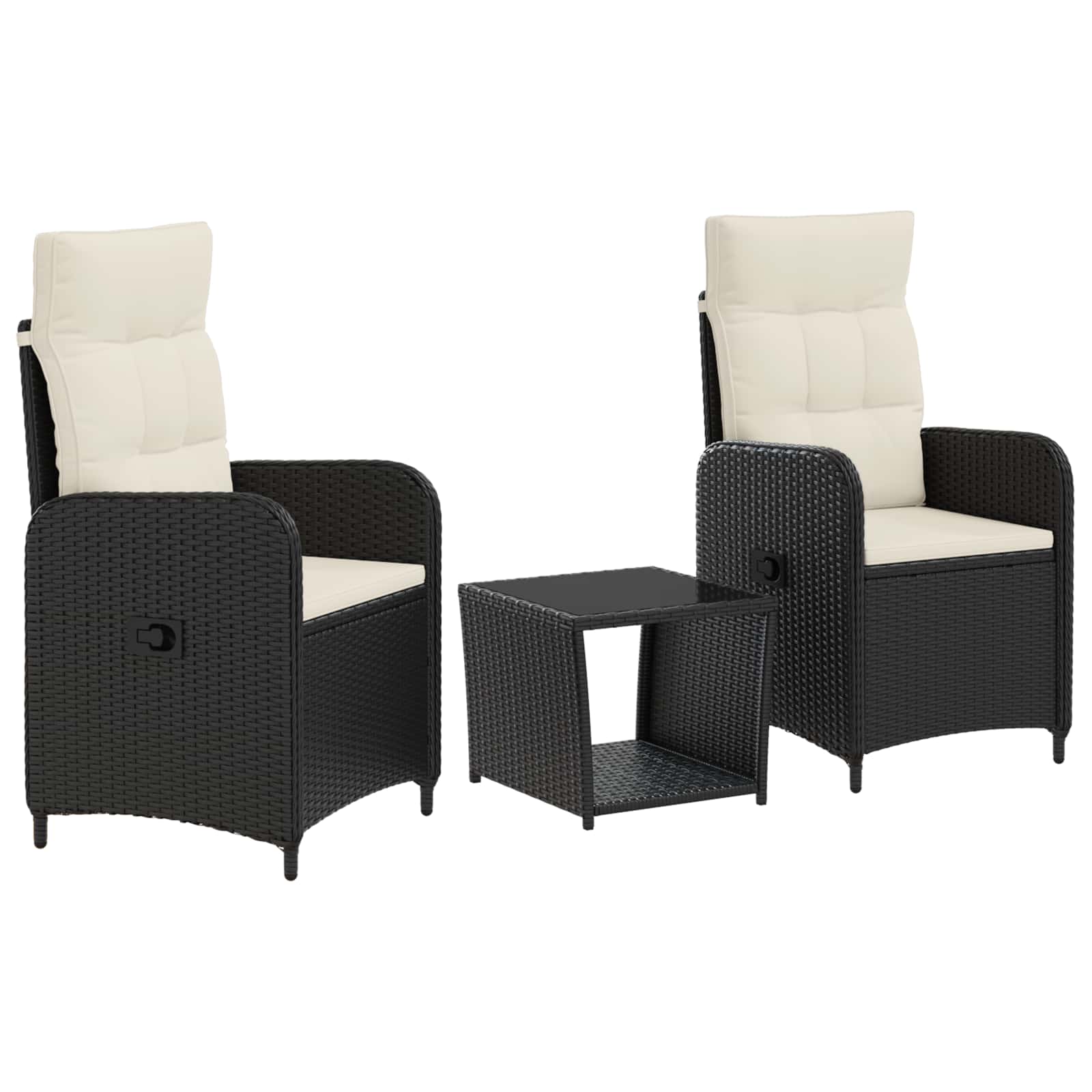 vidaXL Tuin loungeset 2 st Zwart PE Rattan en Poeder-Coated Staal