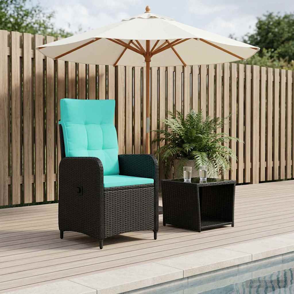 vidaXL Tuin loungeset 2 st Zwart PE Rattan en Poeder-Coated Staal