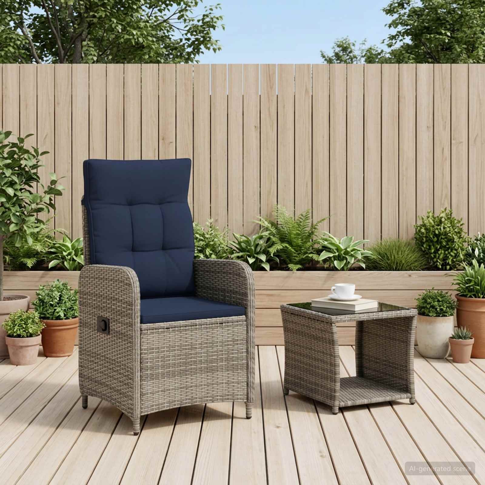 vidaXL Tuin loungeset 2 st Zwart PE Rattan en Poeder-Coated Staal