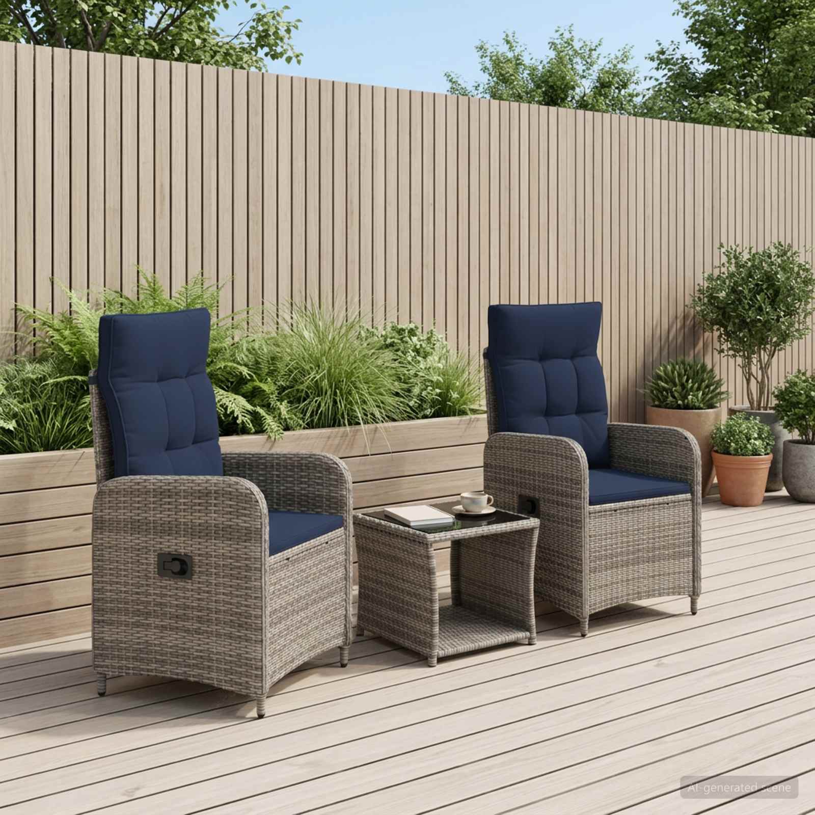 vidaXL Tuin loungeset 2 st Zwart PE Rattan en Poeder-Coated Staal