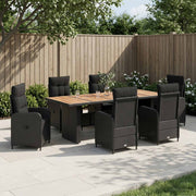 vidaXL Buiten eettafelset 7 st Zwart poly rattan