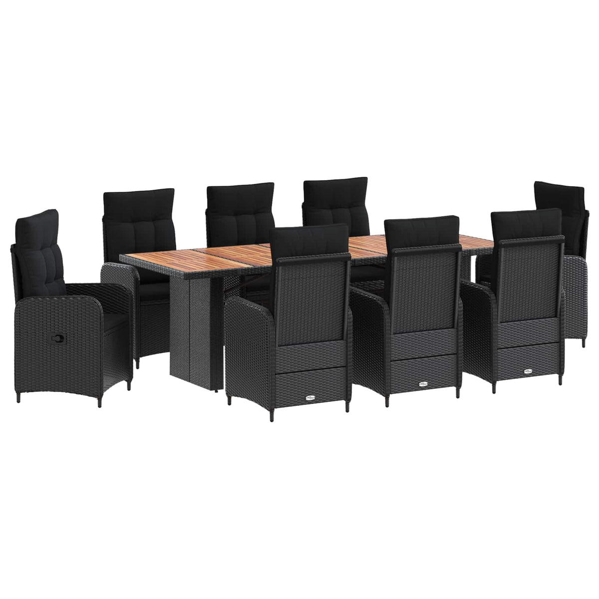 vidaXL Buiten eettafelset 7 st Zwart poly rattan