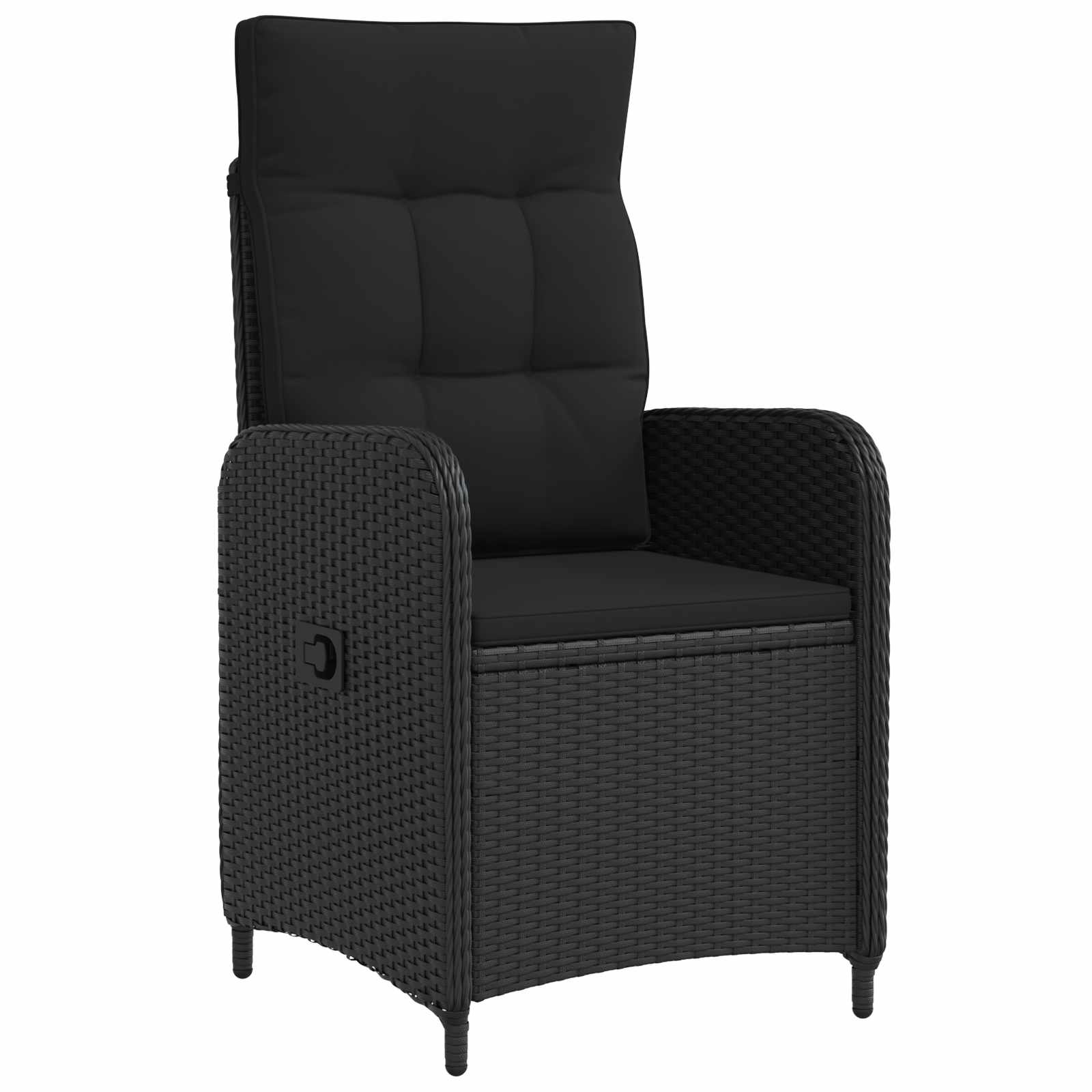 vidaXL Buiten eettafelset met kussen 3 pcs Zwart poly rattan