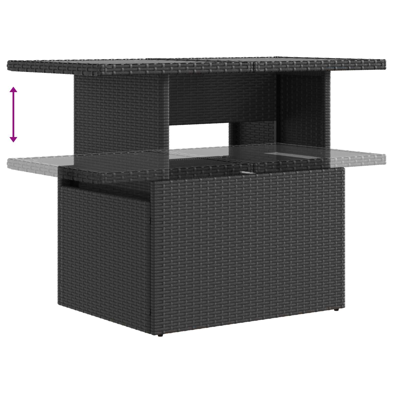 vidaXL Buiten eettafelset met kussen 3 pcs Zwart poly rattan