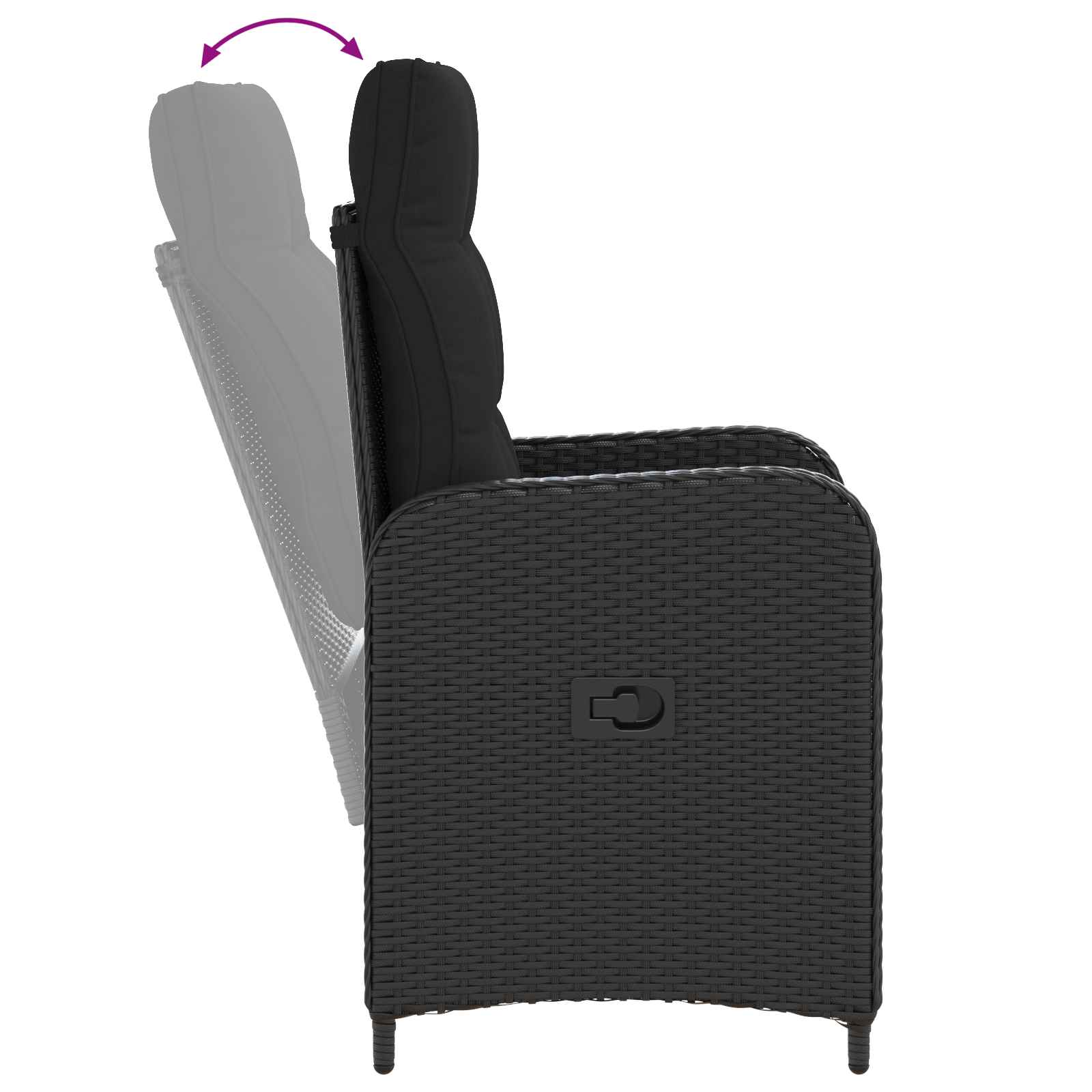 vidaXL Buiten eettafelset met kussen 3 pcs Zwart poly rattan