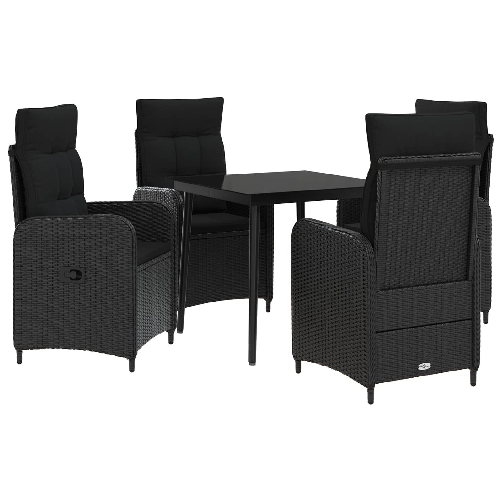 vidaXL Bank tafel set 3 pcs Zwart PE Rattan en Poeder-Coated Staal