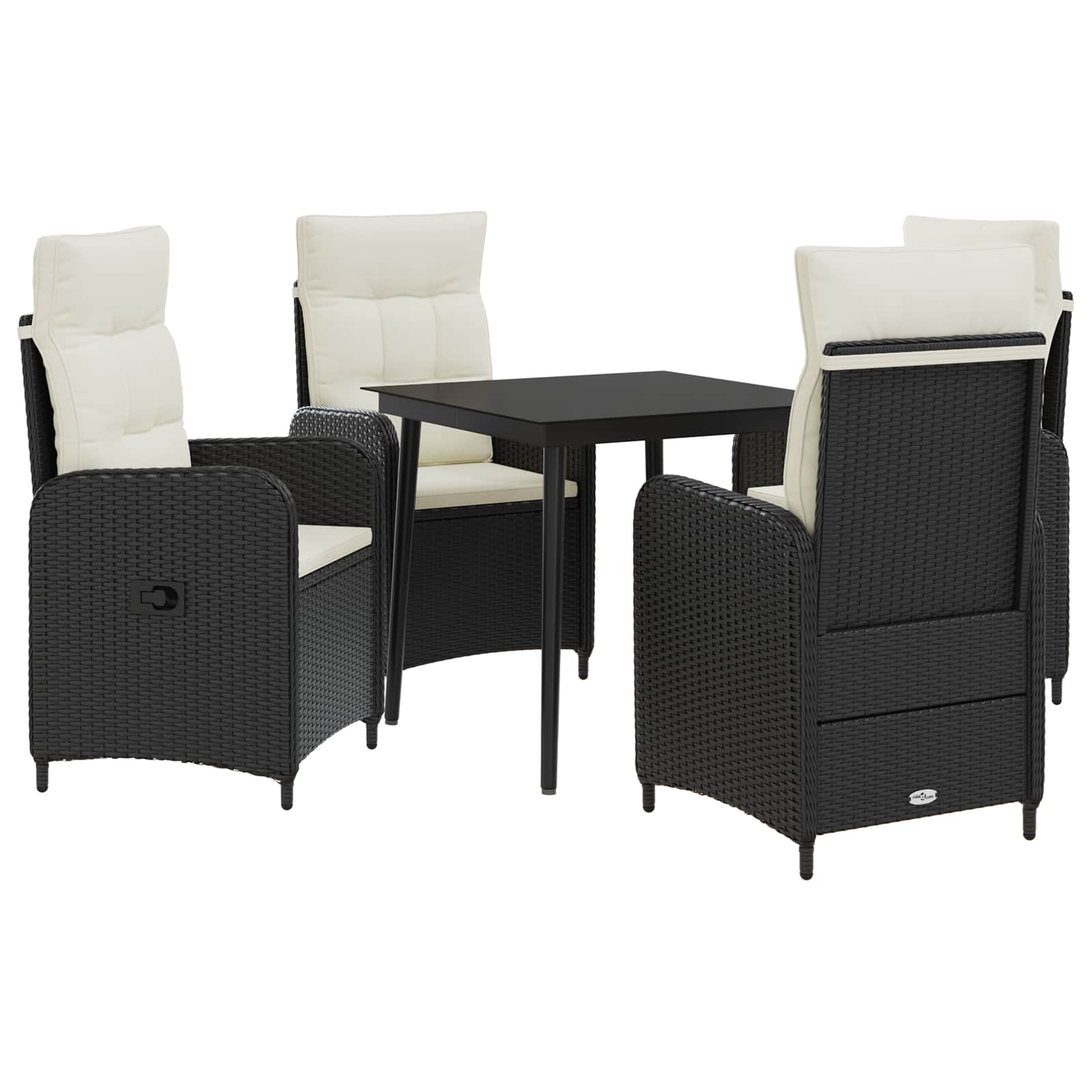 vidaXL Bank tafel set 3 pcs Zwart PE Rattan en Poeder-Coated Staal