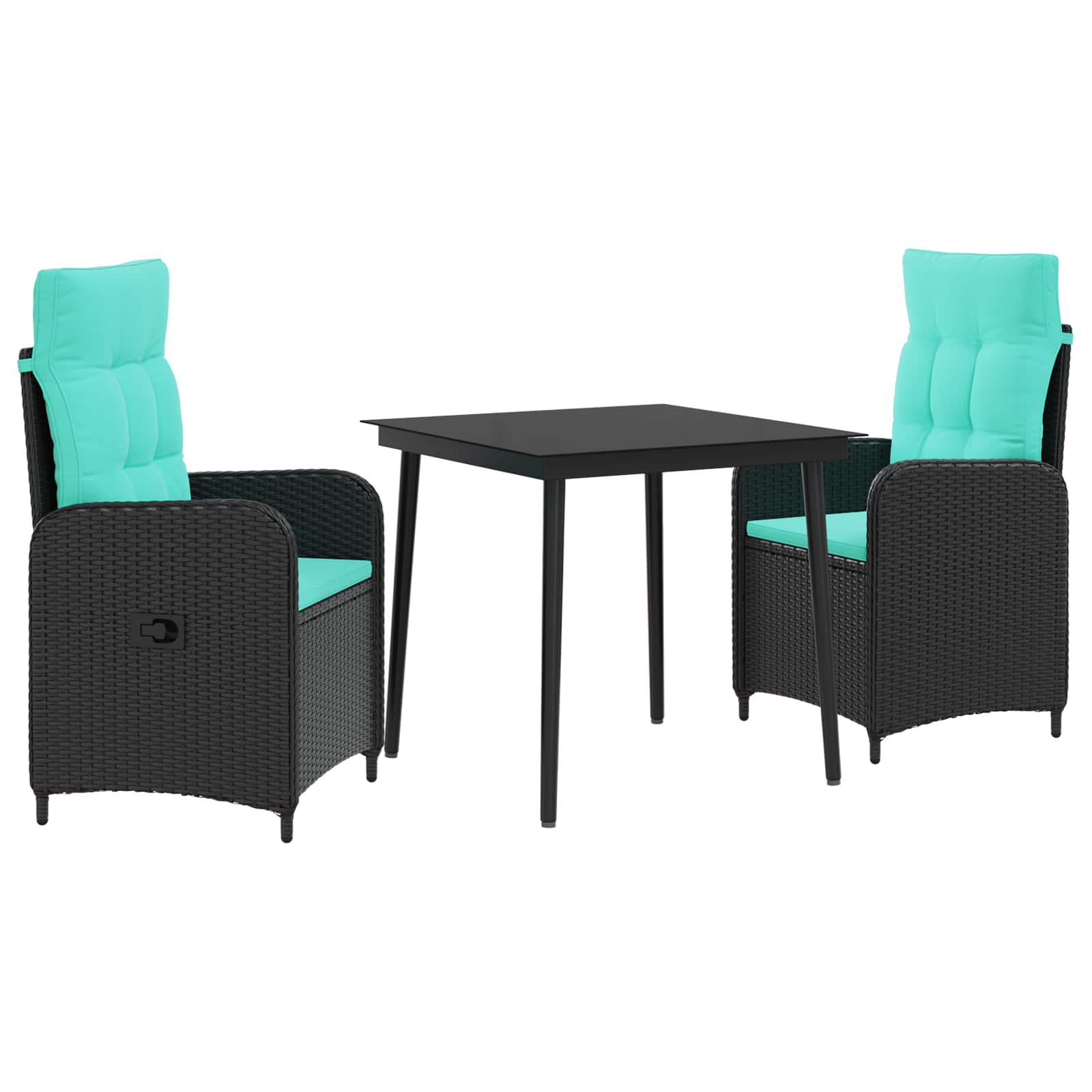 vidaXL Bank tafel set 3 pcs Zwart PE Rattan en Poeder-Coated Staal