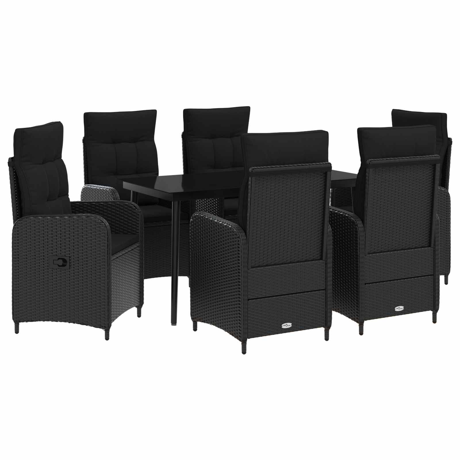 vidaXL Bank tafel set 3 pcs Zwart PE Rattan en Poeder-Coated Staal