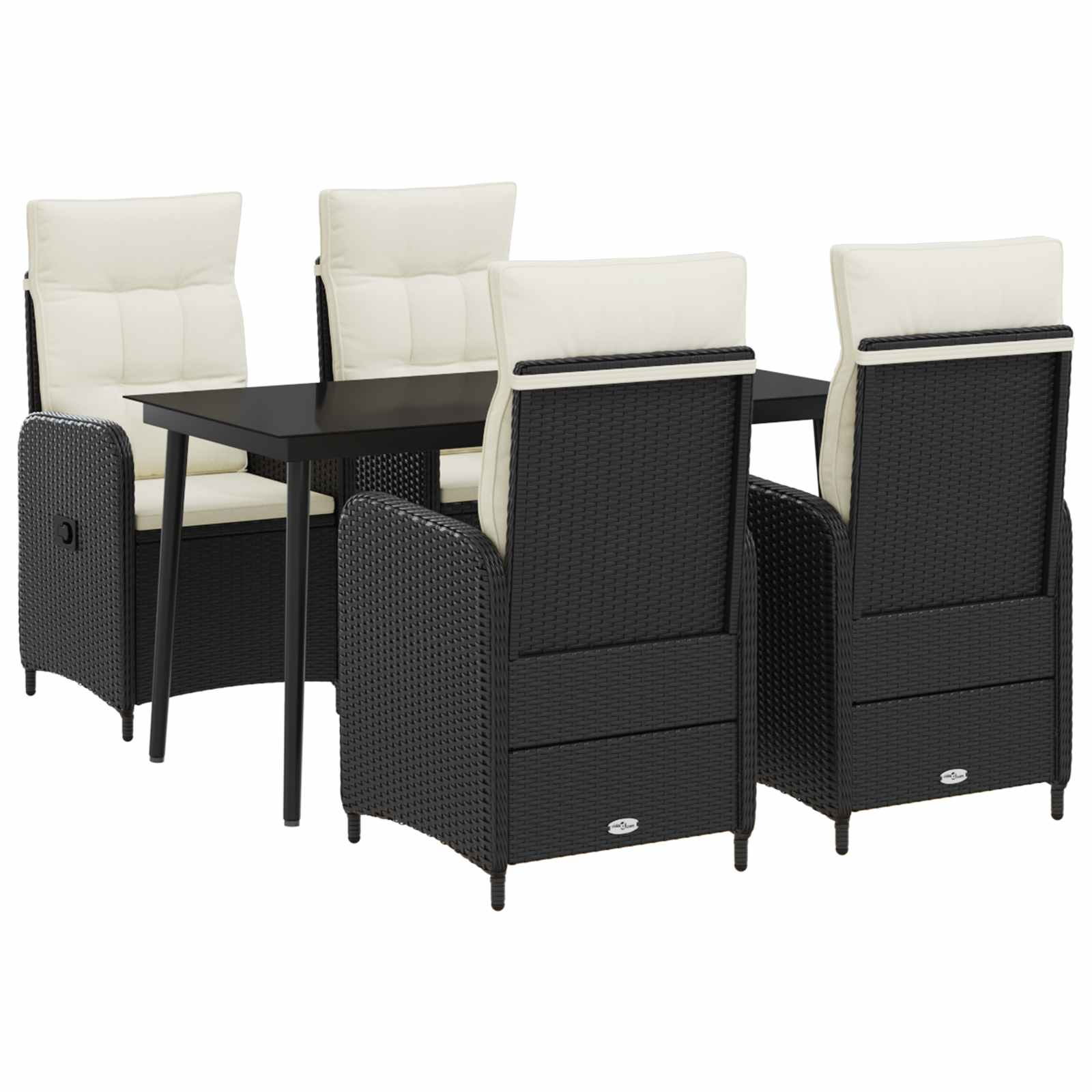 vidaXL Bank tafel set 3 pcs Zwart PE Rattan en Poeder-Coated Staal