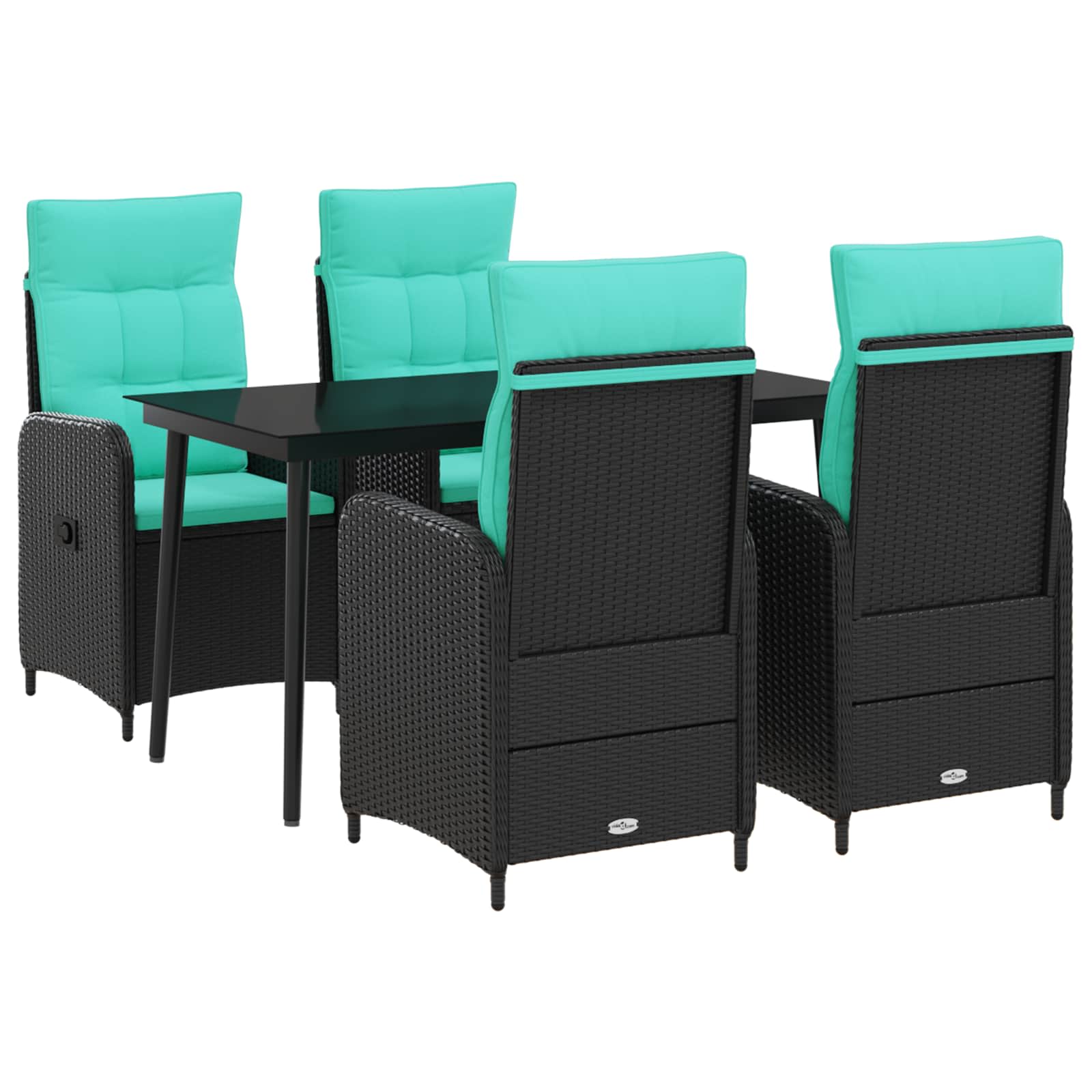 vidaXL Bank tafel set 3 pcs Zwart PE Rattan en Poeder-Coated Staal