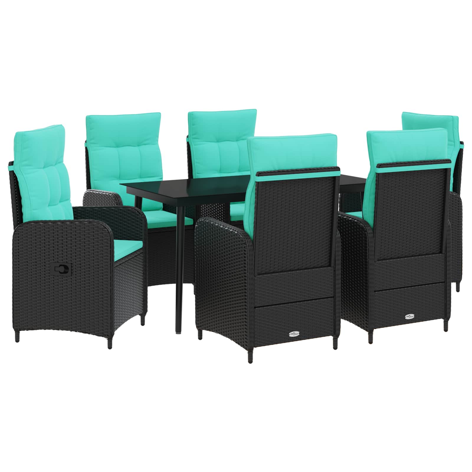 vidaXL Bank tafel set 3 pcs Zwart PE Rattan en Poeder-Coated Staal