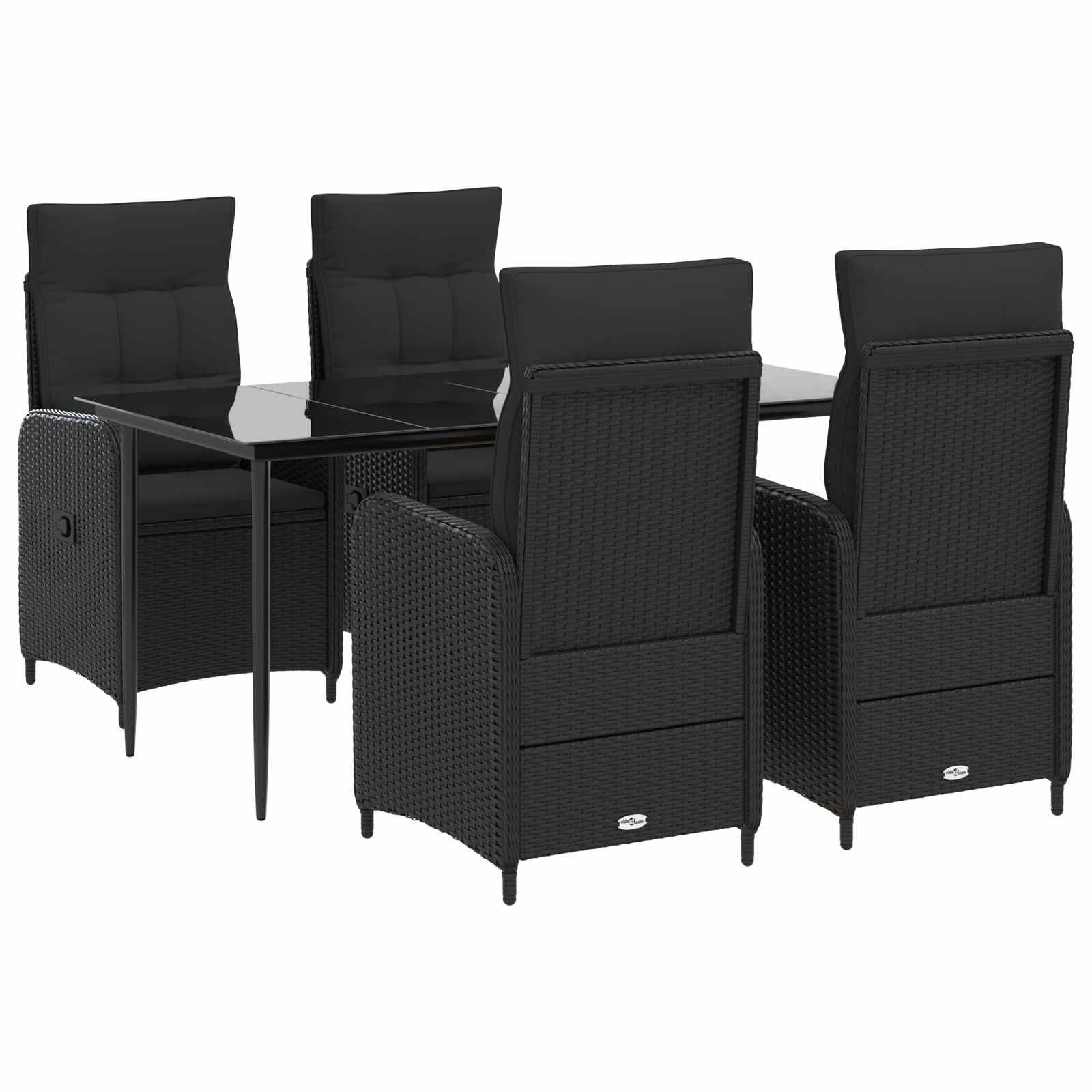 vidaXL Bank tafel set 3 pcs Zwart PE Rattan en Poeder-Coated Staal