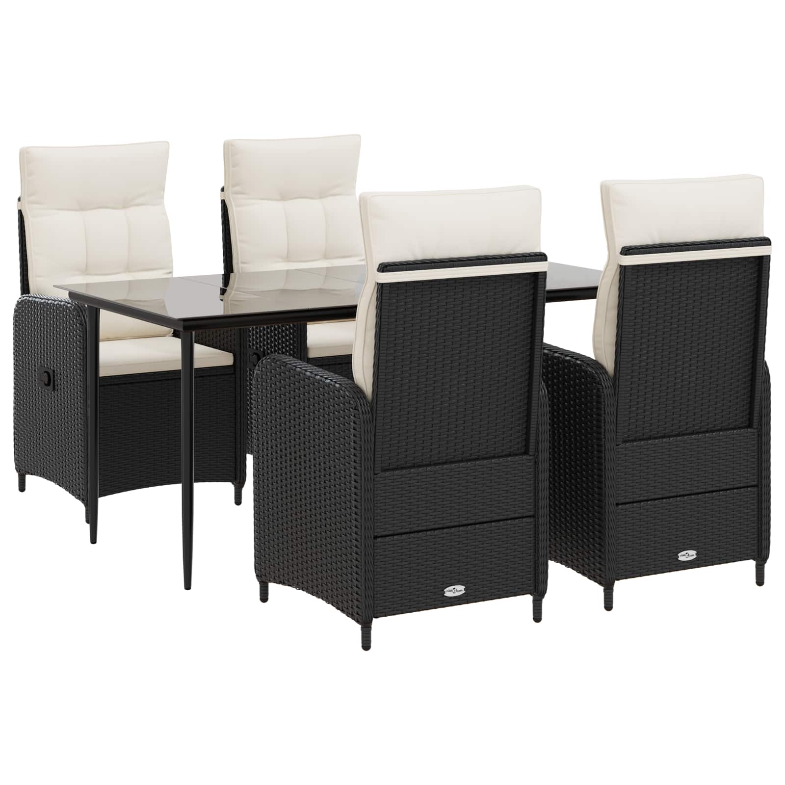 vidaXL Bank tafel set 3 pcs Zwart PE Rattan en Poeder-Coated Staal