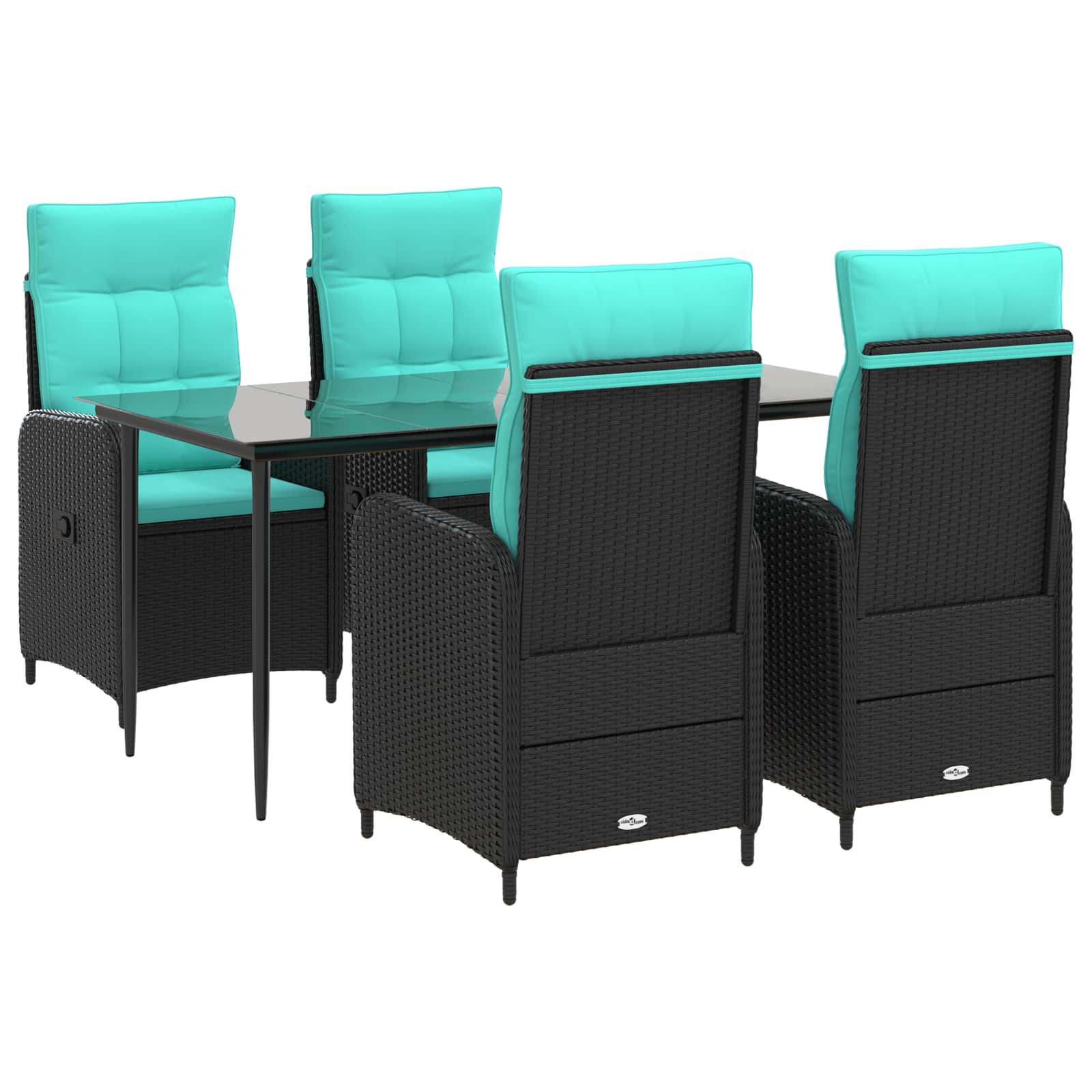 vidaXL Bank tafel set 3 pcs Zwart PE Rattan en Poeder-Coated Staal