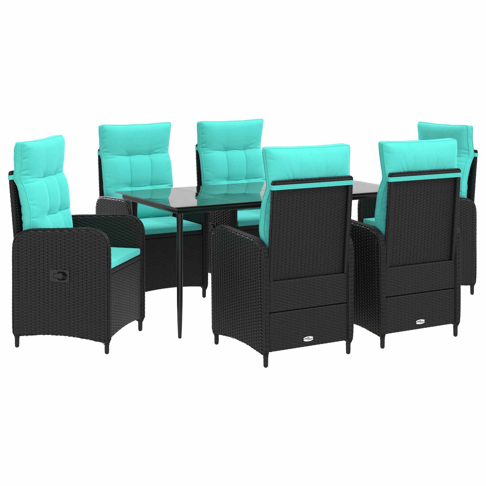 vidaXL Bank tafel set 3 pcs Zwart PE Rattan en Poeder-Coated Staal