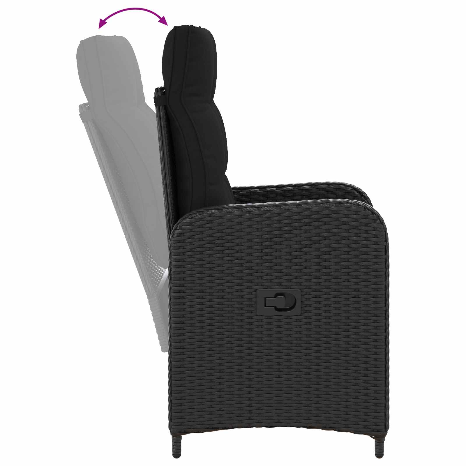 vidaXL Bank tafel set 3 pcs Zwart PE Rattan en Poeder-Coated Staal