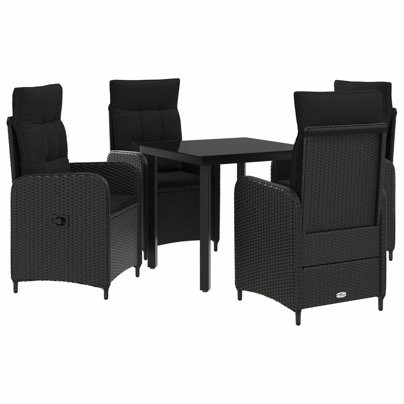vidaXL Bank tafel set 3 pcs Zwart PE Rattan en Poeder-Coated Staal