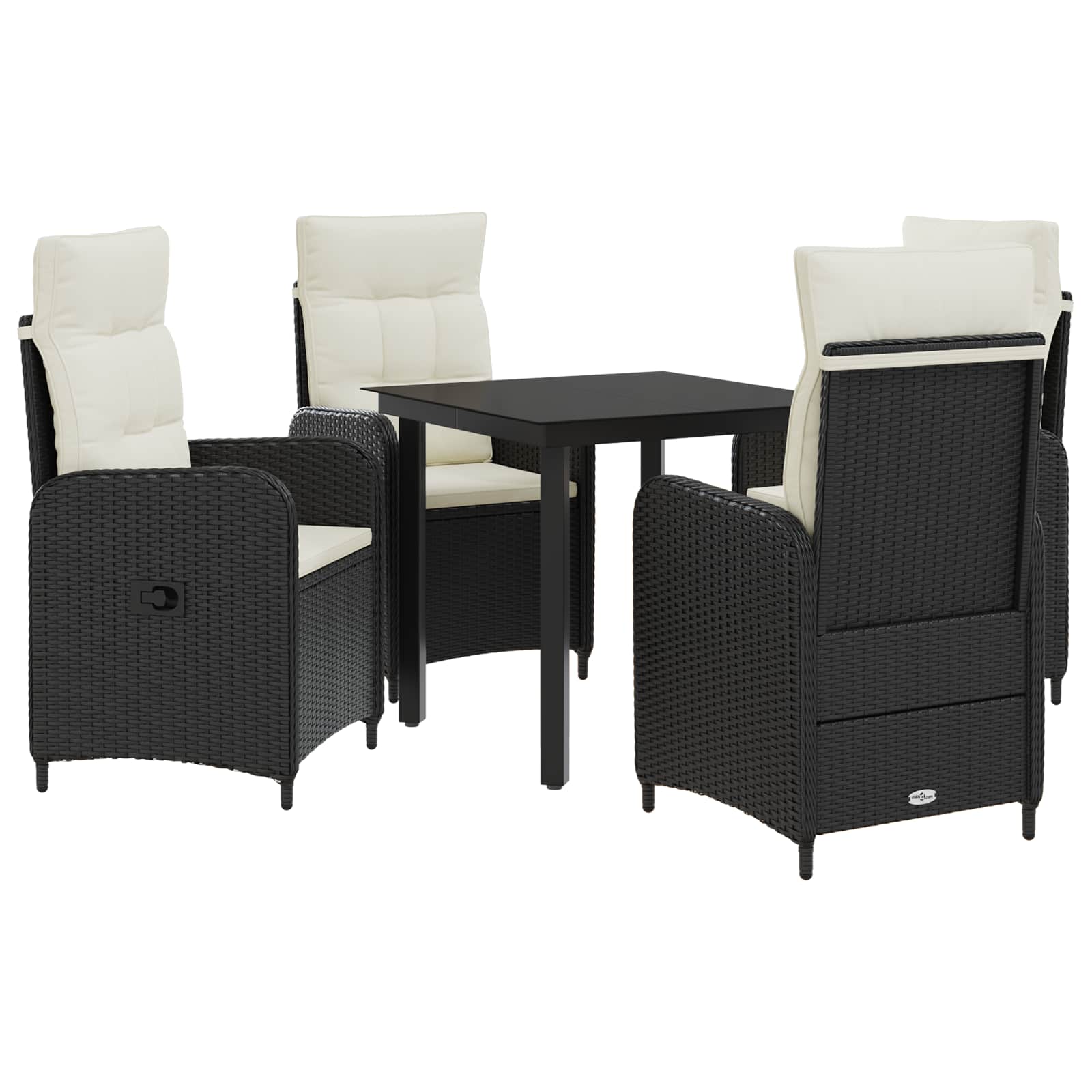 vidaXL Bank tafel set 3 pcs Zwart PE Rattan en Poeder-Coated Staal