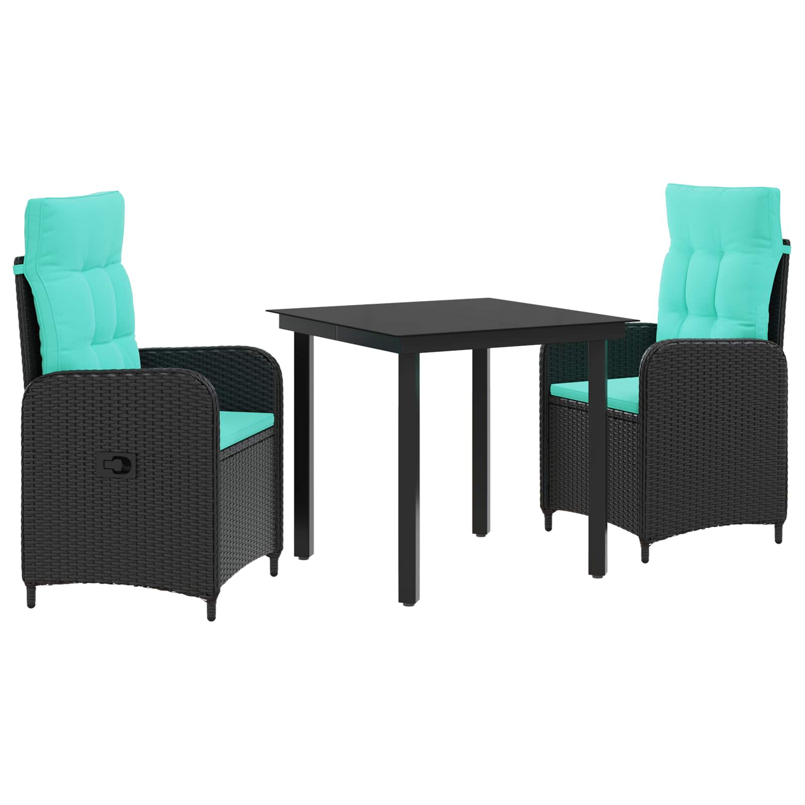 vidaXL Bank tafel set 3 pcs Zwart PE Rattan en Poeder-Coated Staal