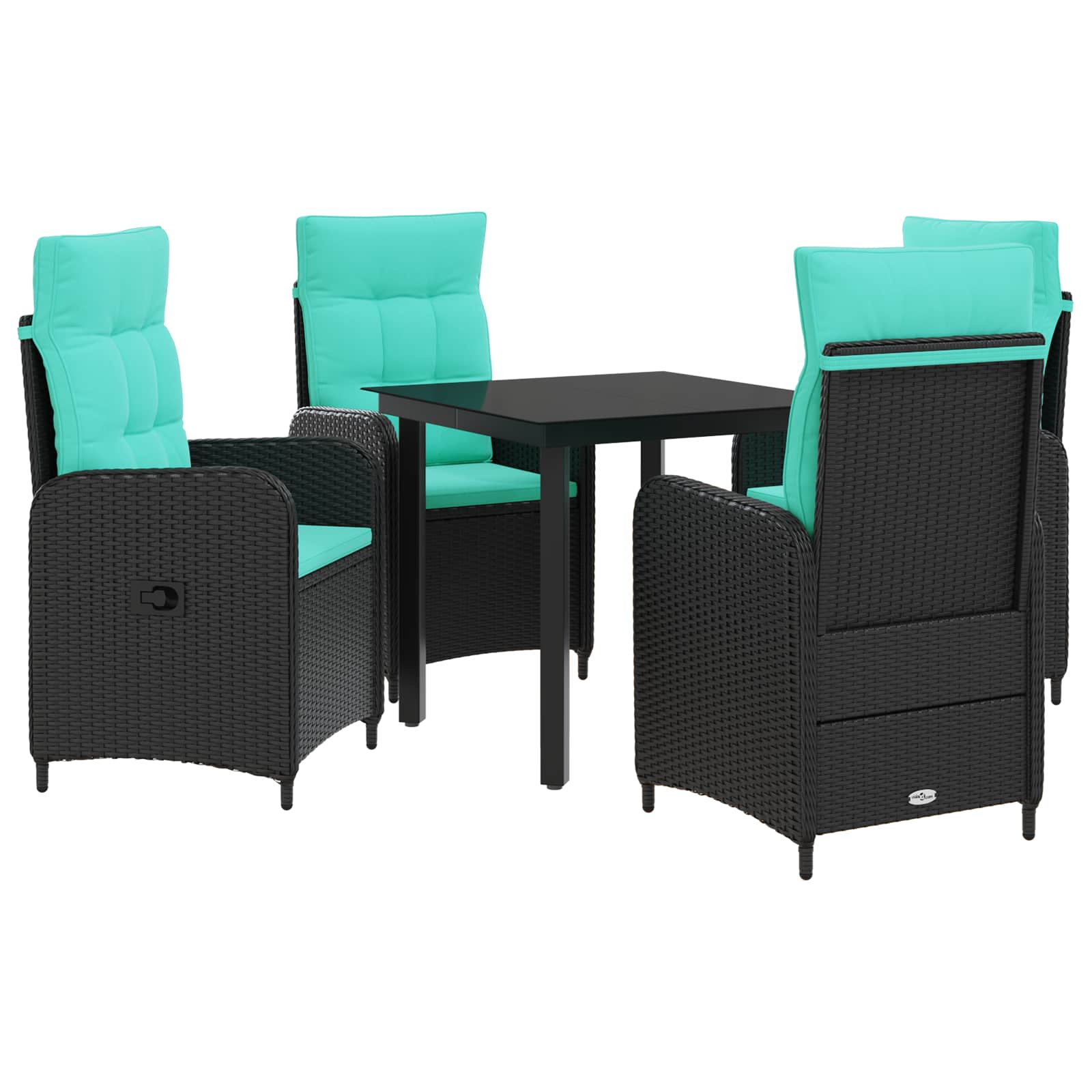 vidaXL Bank tafel set 3 pcs Zwart PE Rattan en Poeder-Coated Staal