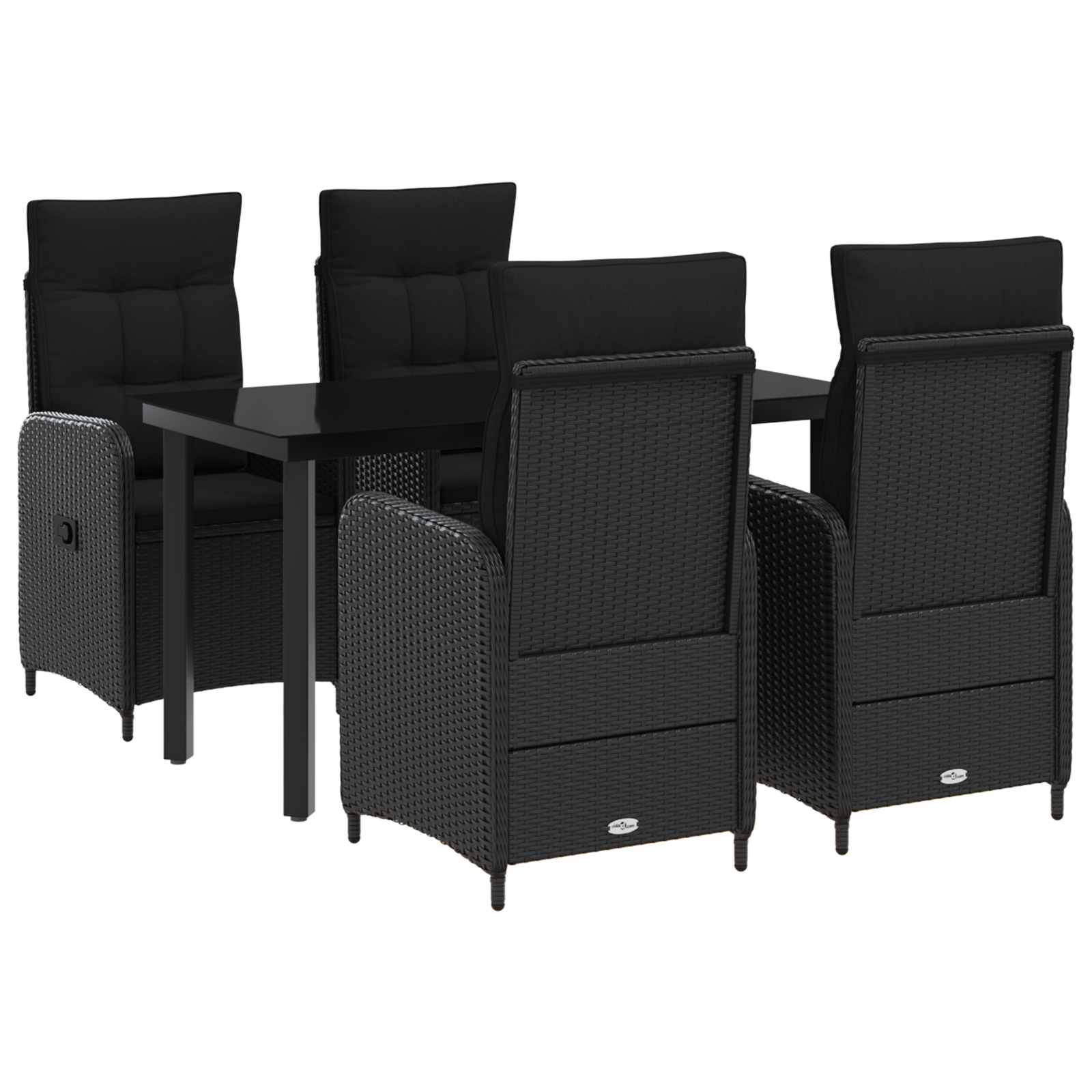 vidaXL Bank tafel set 3 pcs Zwart PE Rattan en Poeder-Coated Staal