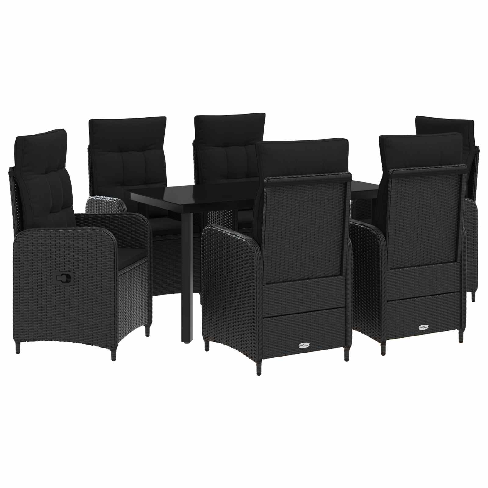 vidaXL Bank tafel set 3 pcs Zwart PE Rattan en Poeder-Coated Staal
