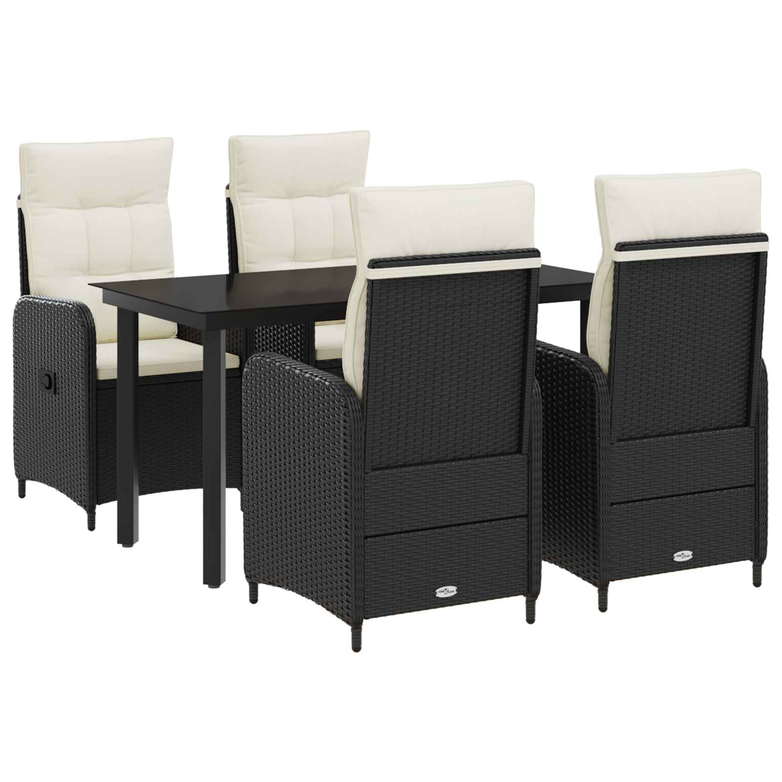 vidaXL Bank tafel set 3 pcs Zwart PE Rattan en Poeder-Coated Staal