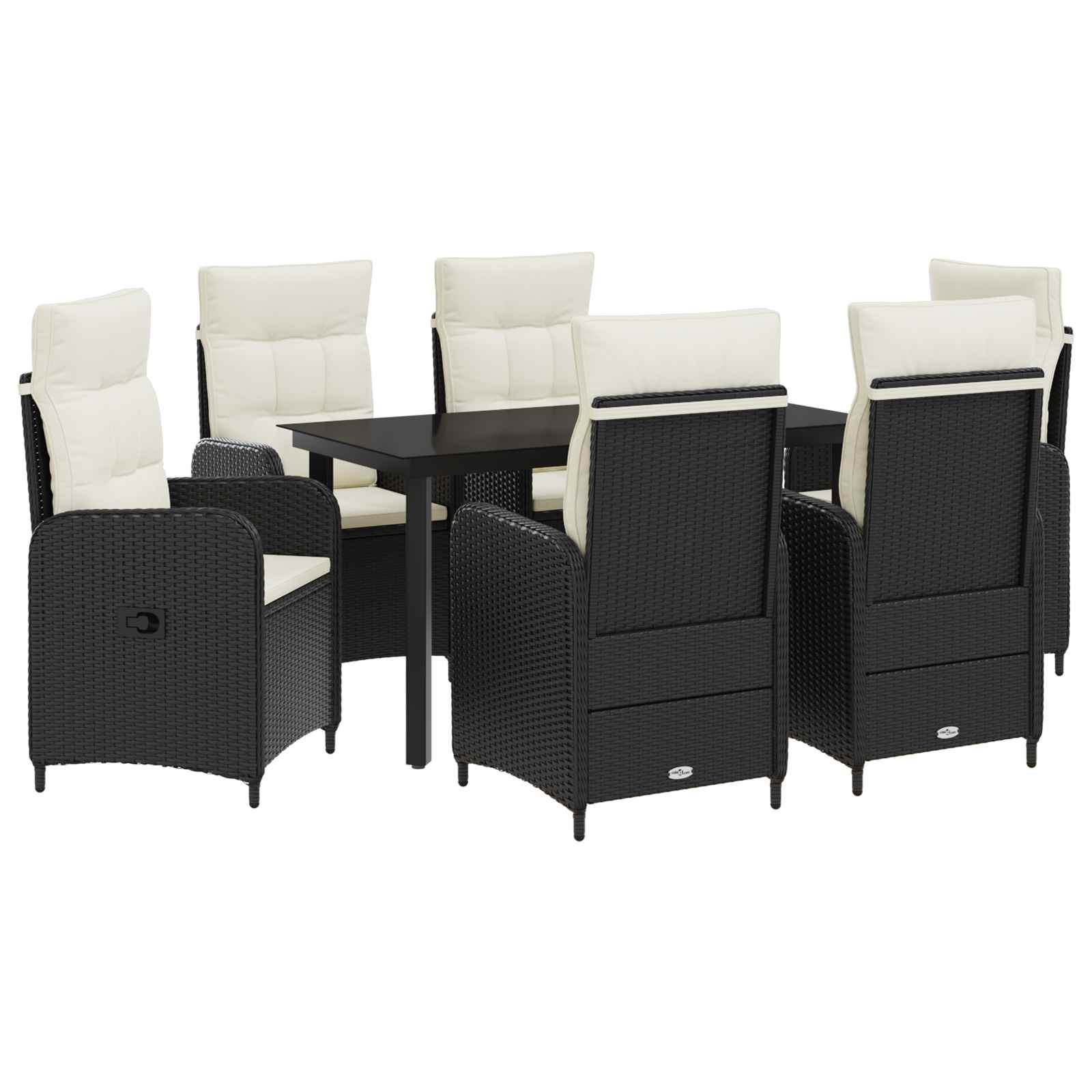 vidaXL Bank tafel set 3 pcs Zwart PE Rattan en Poeder-Coated Staal