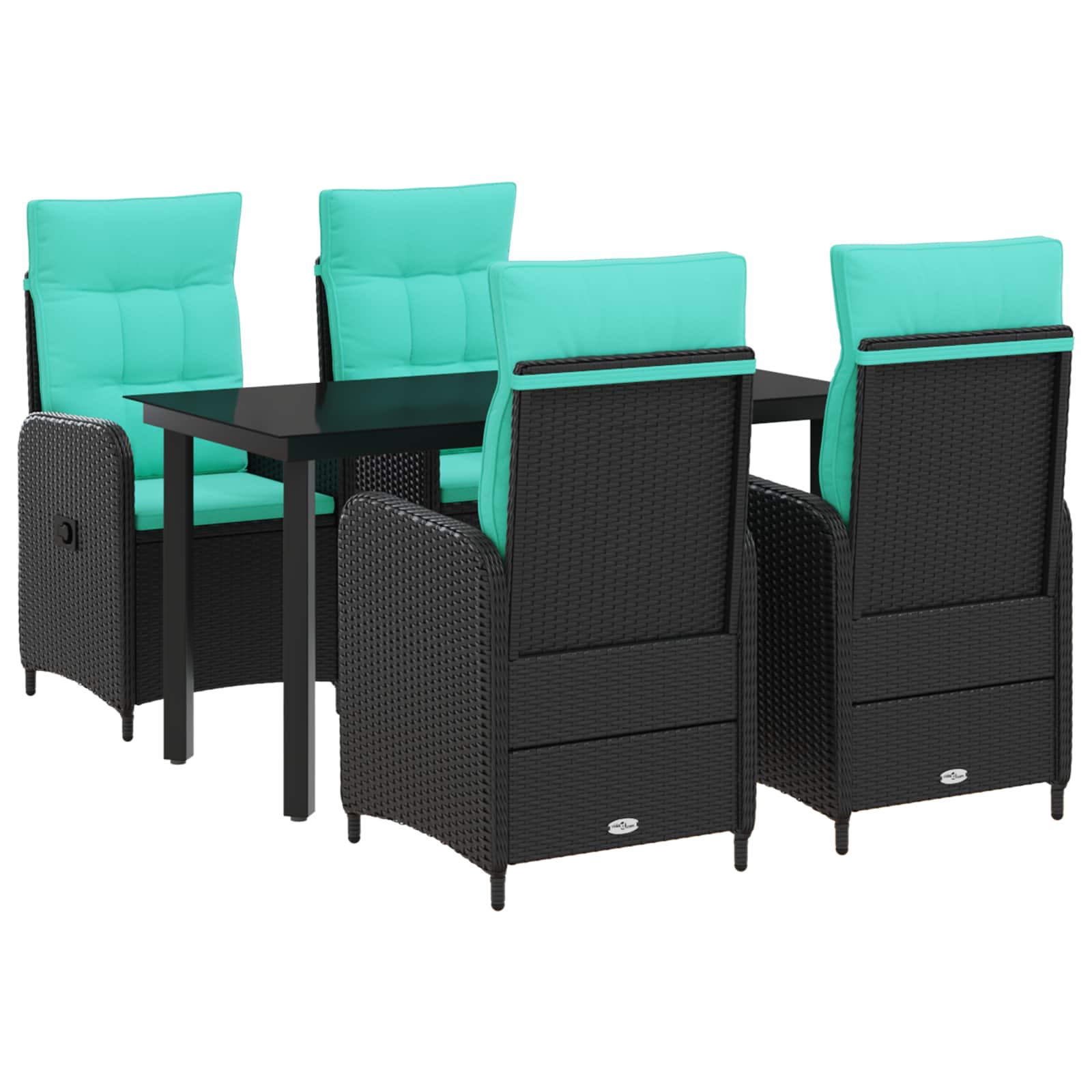 vidaXL Bank tafel set 3 pcs Zwart PE Rattan en Poeder-Coated Staal