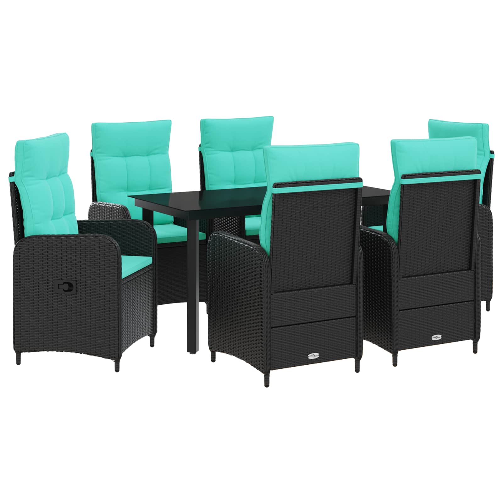 vidaXL Bank tafel set 3 pcs Zwart PE Rattan en Poeder-Coated Staal