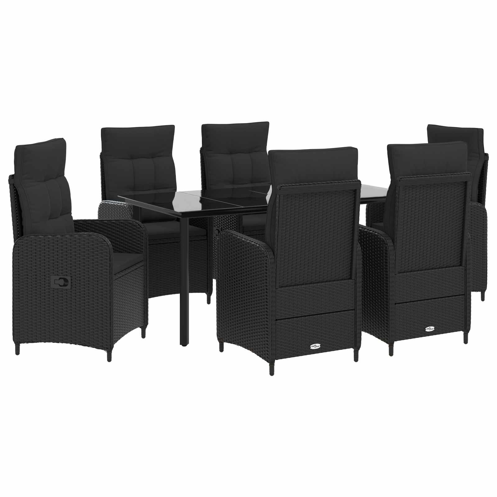 vidaXL Bank tafel set 3 pcs Zwart PE Rattan en Poeder-Coated Staal
