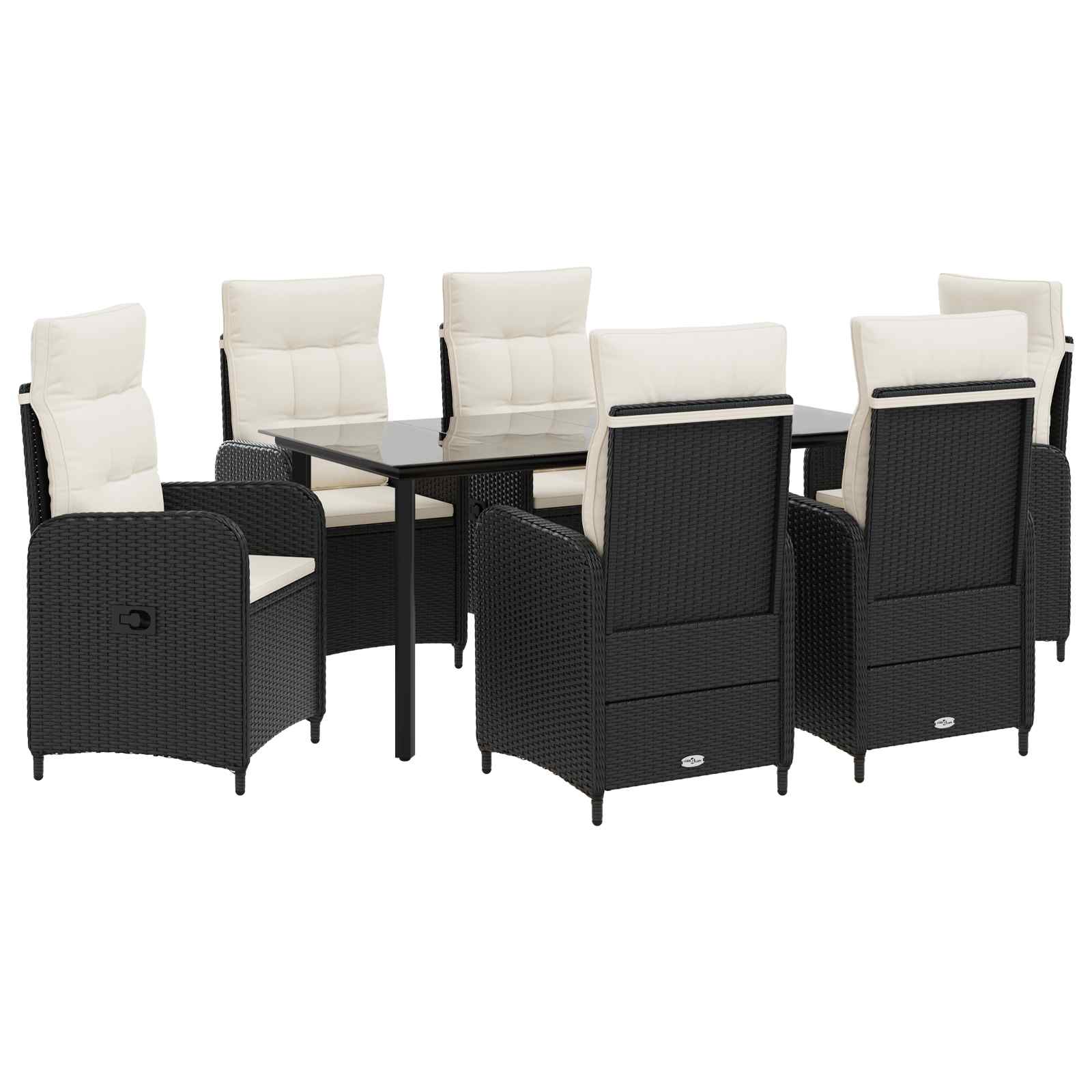 vidaXL Bank tafel set 3 pcs Zwart PE Rattan en Poeder-Coated Staal