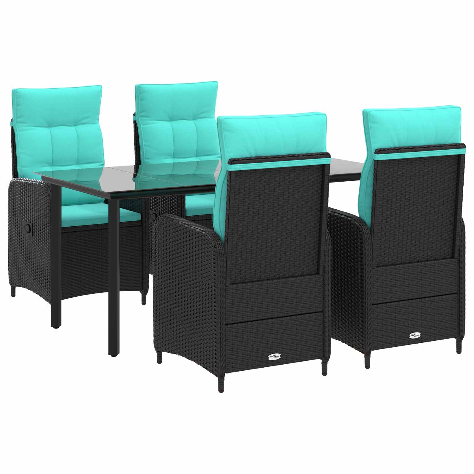 vidaXL Bank tafel set 3 pcs Zwart PE Rattan en Poeder-Coated Staal