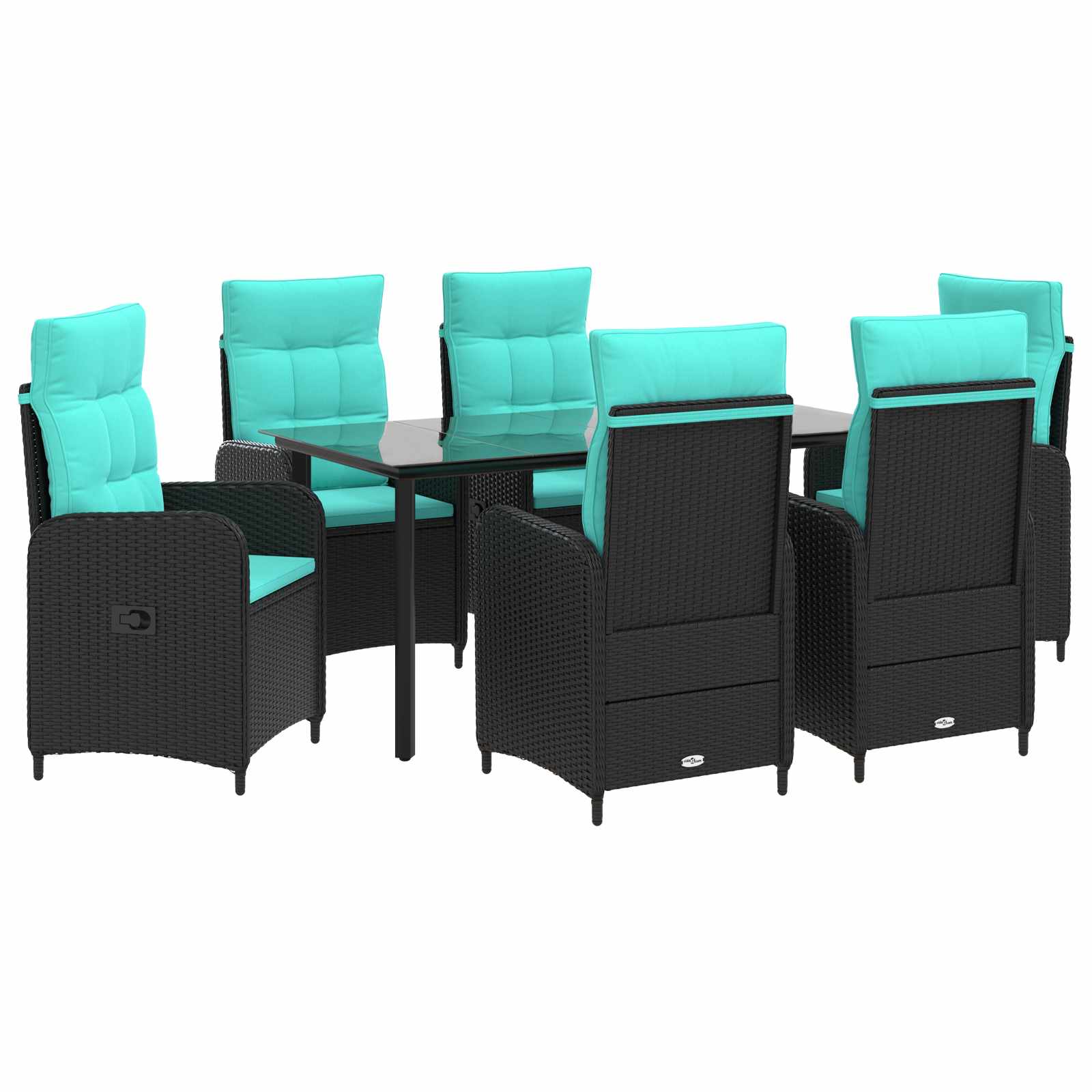 vidaXL Bank tafel set 3 pcs Zwart PE Rattan en Poeder-Coated Staal