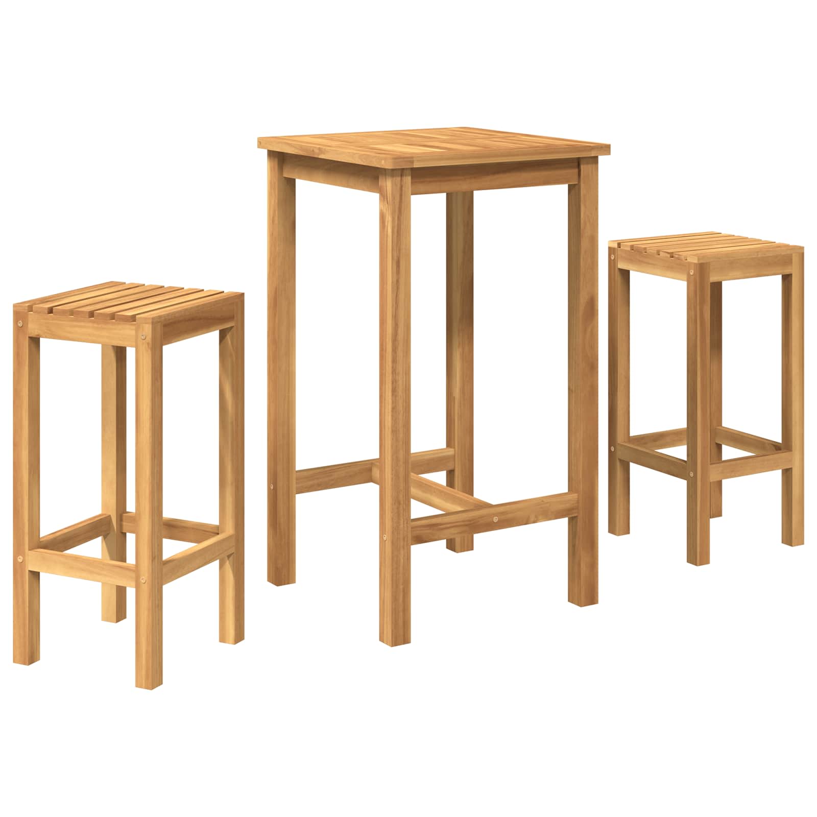vidaXL Buitenbarset 3 pcs Onbehandeld Massief Teakhout