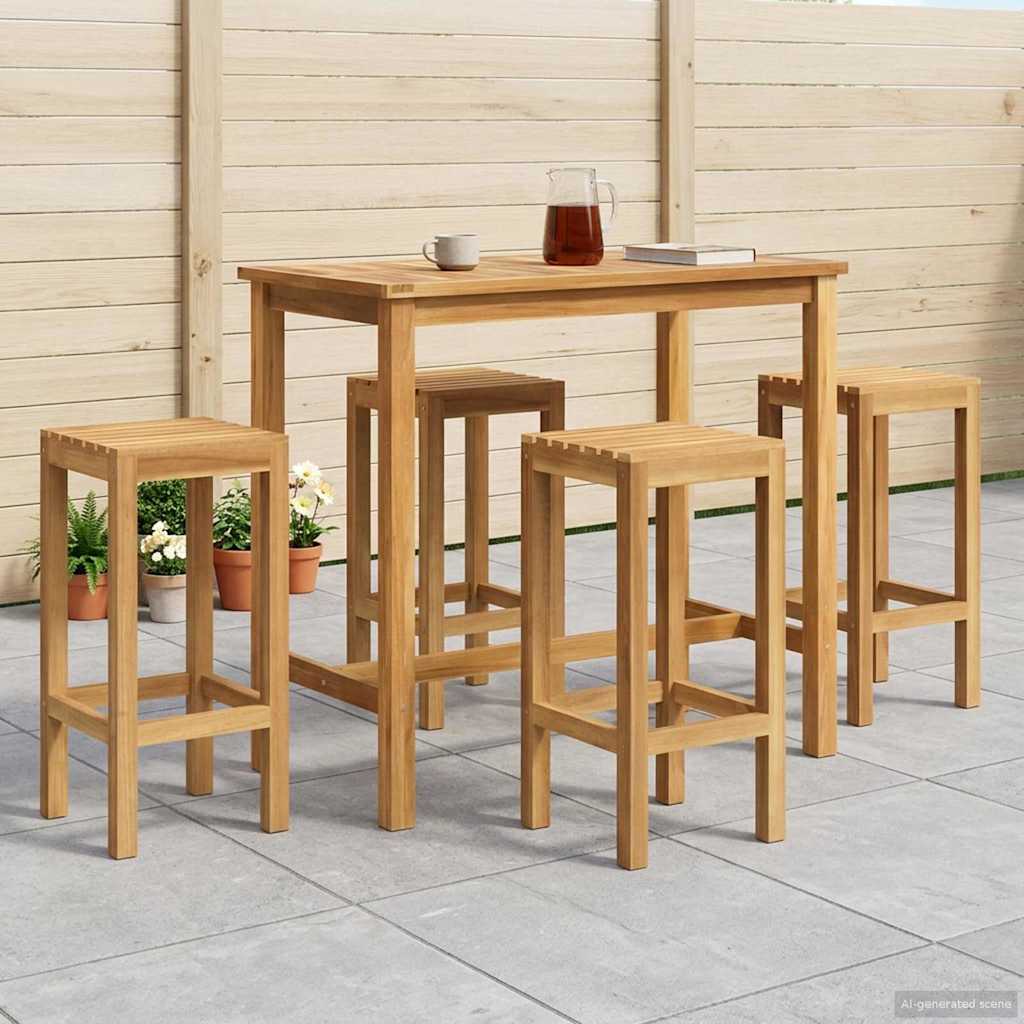 vidaXL Buitenbarset 5 pcs Onbehandeld Massief Teakhout
