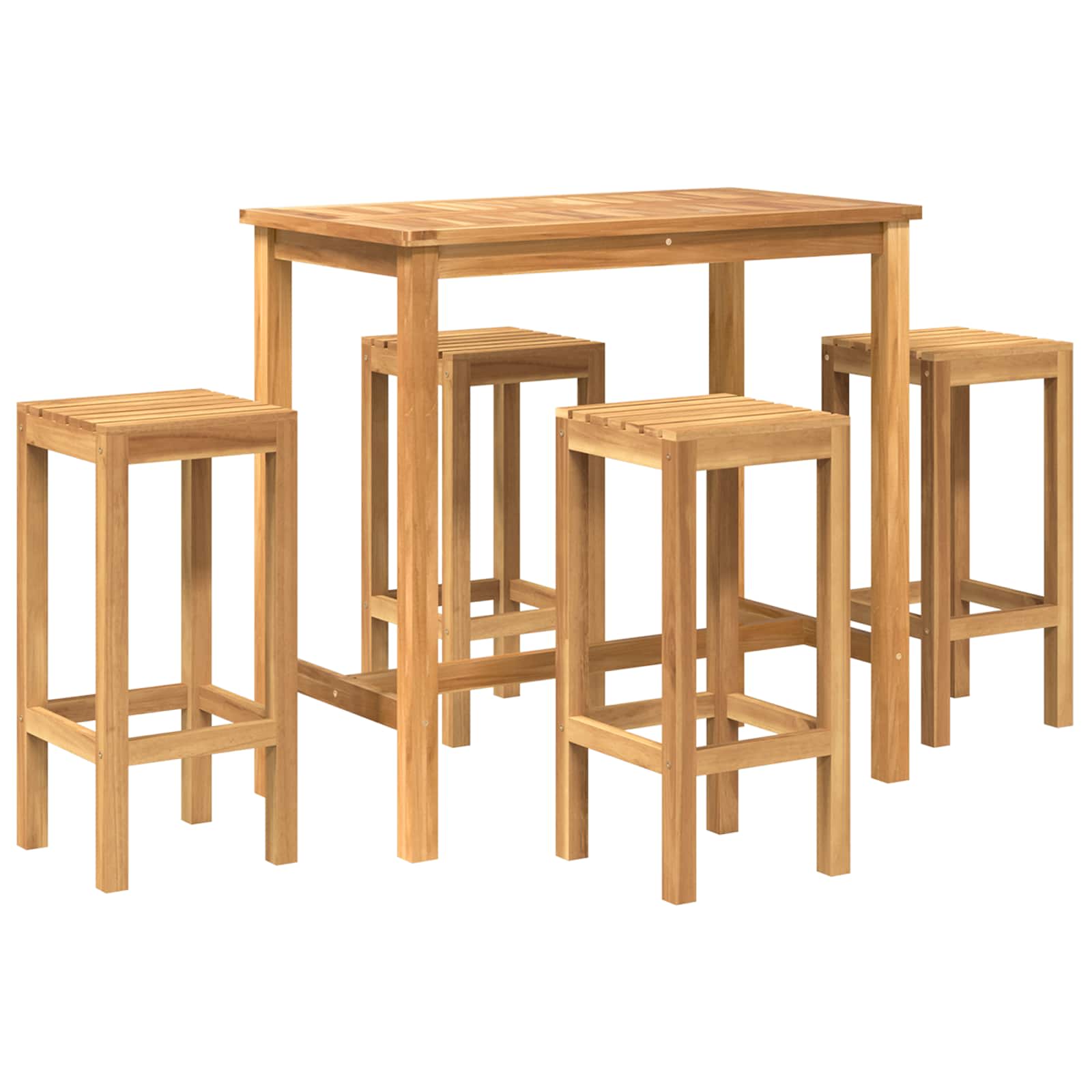 vidaXL Buitenbarset 5 pcs Onbehandeld Massief Teakhout
